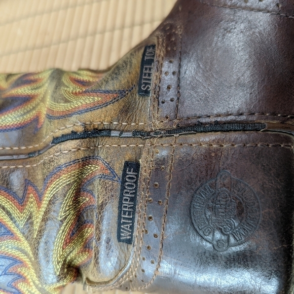 Justin Boots "Stampede"  steel toe. Brown Buffalo leather. Waterproof. Work boot - Picture 5 of 11
